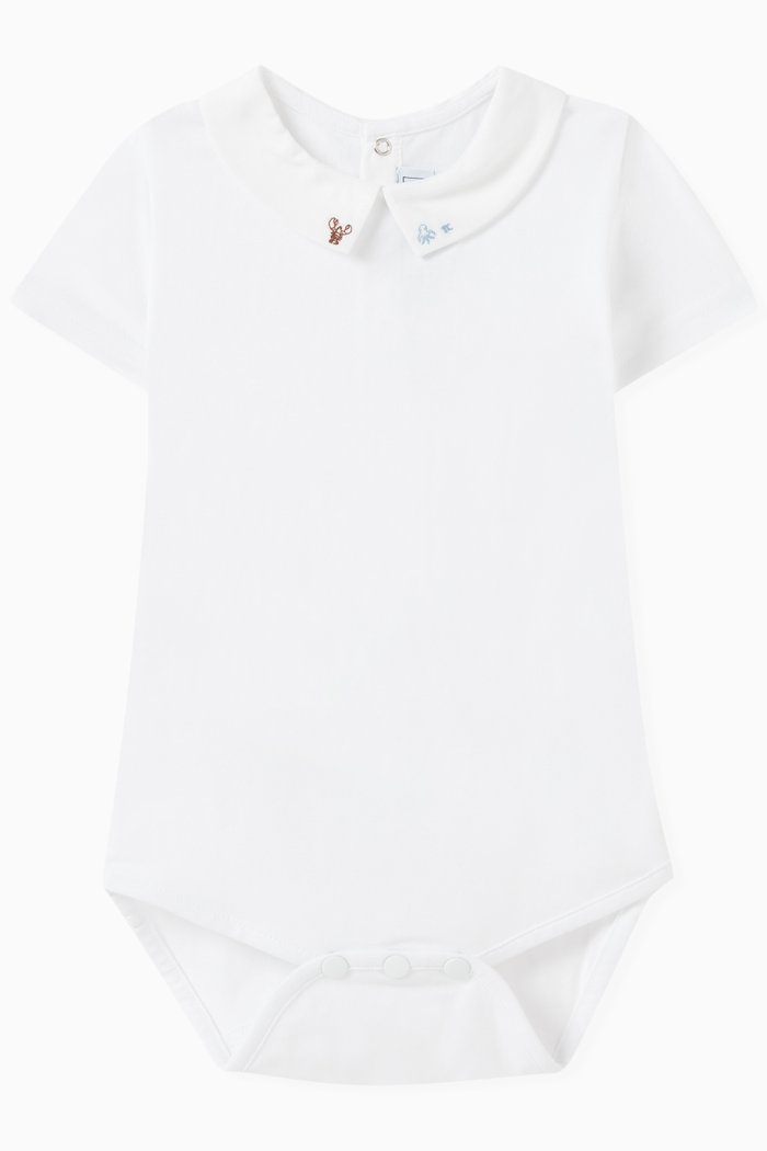 Logo Bodysuit in Cotton, Blue