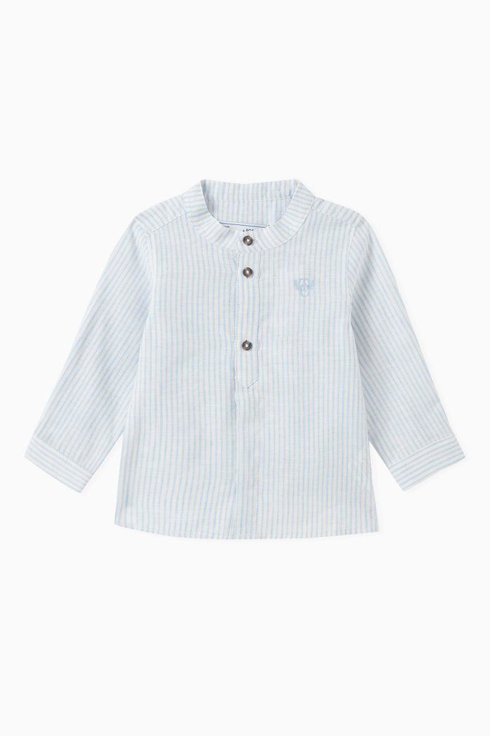 

Soft Stripe Shirt in Cotton Blend, Blue