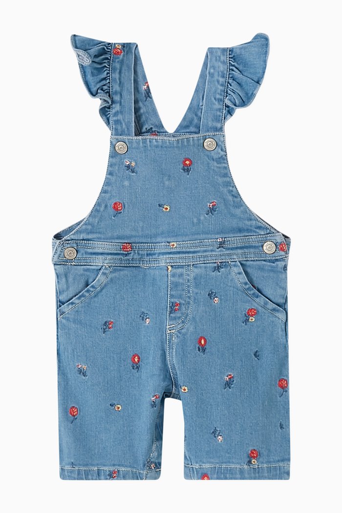 

Ruffled Dungarees in Denim, Blue