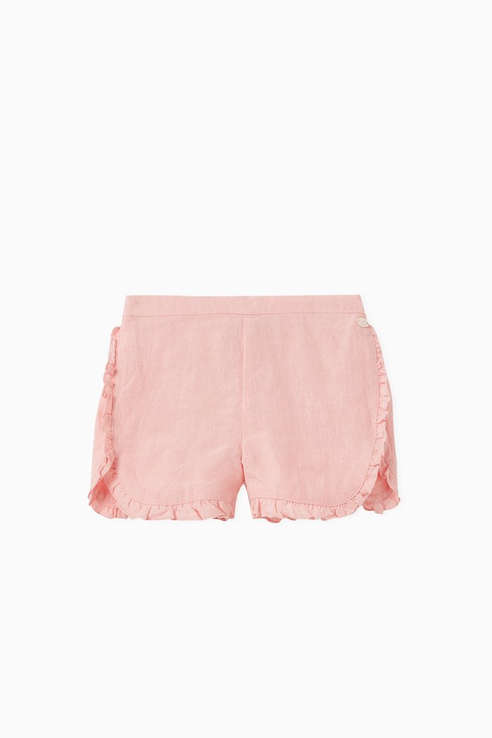 

Frilled Shorts in Linen, Pink