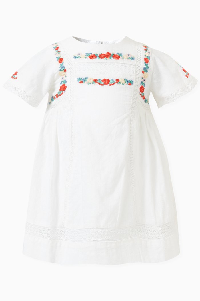 

Floral Dress in Cotton, White