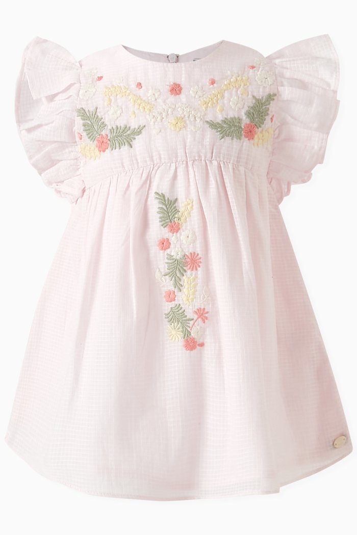 

Embroidered Dress in Cotton, Pink