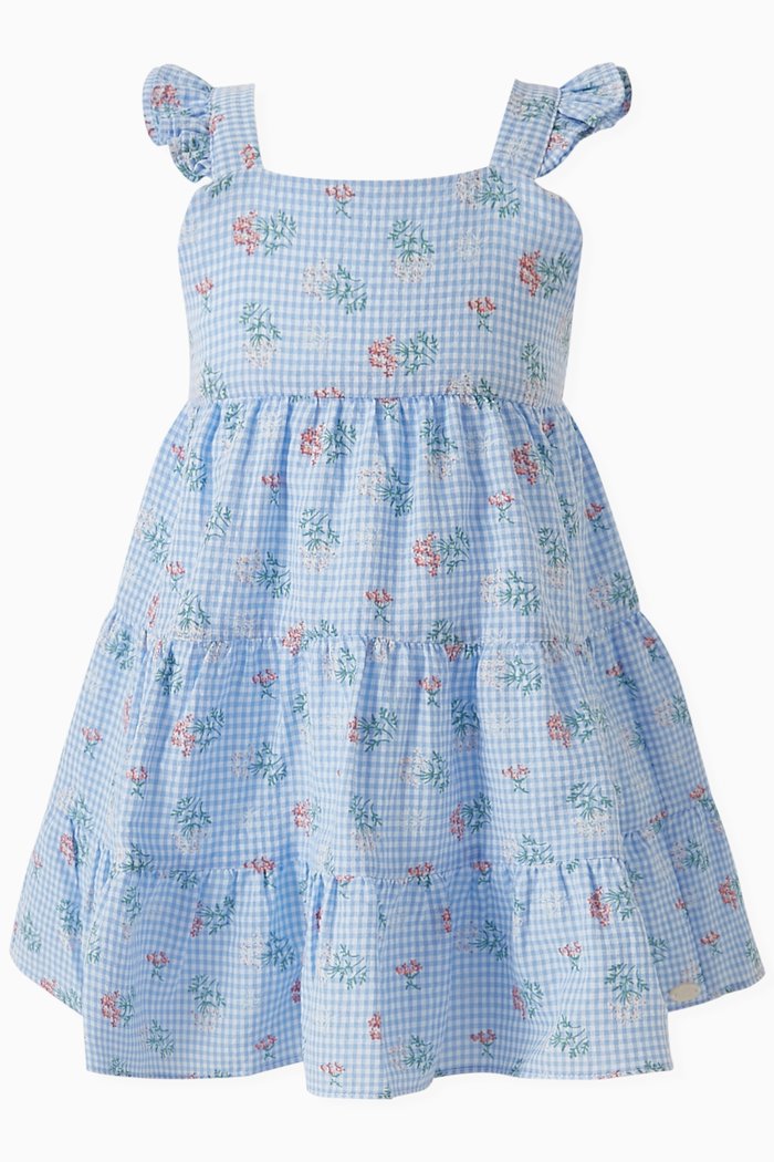 

Gingham Dress in Cotton-blend, Blue