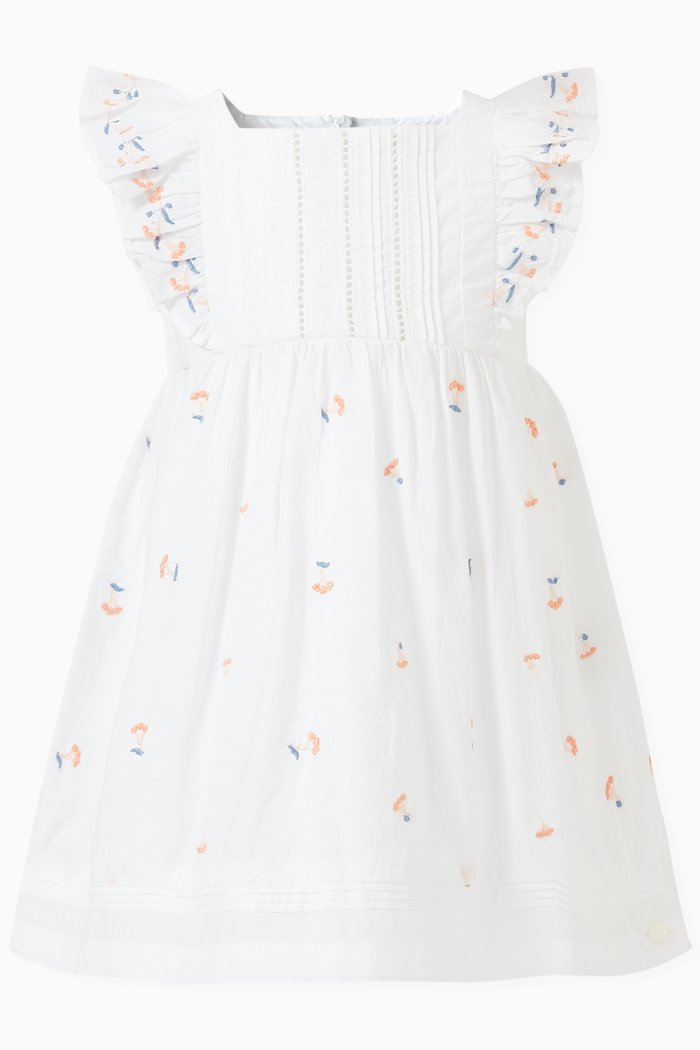 Embroidered Dress in Cotton, White