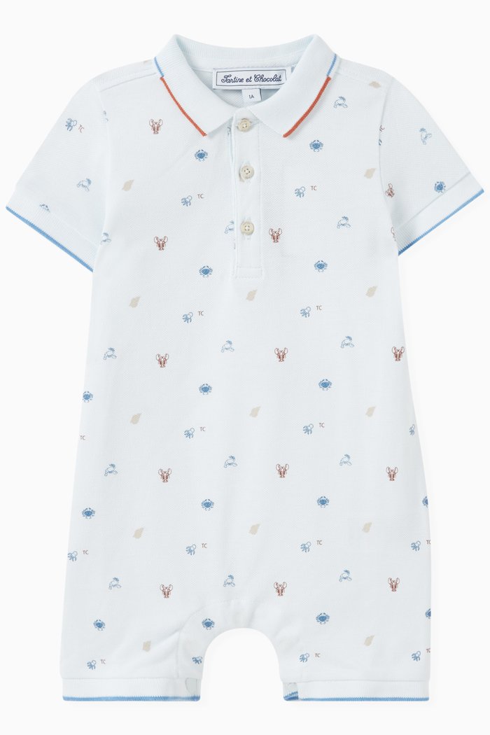 

Seaside Romper in Cotton, Blue