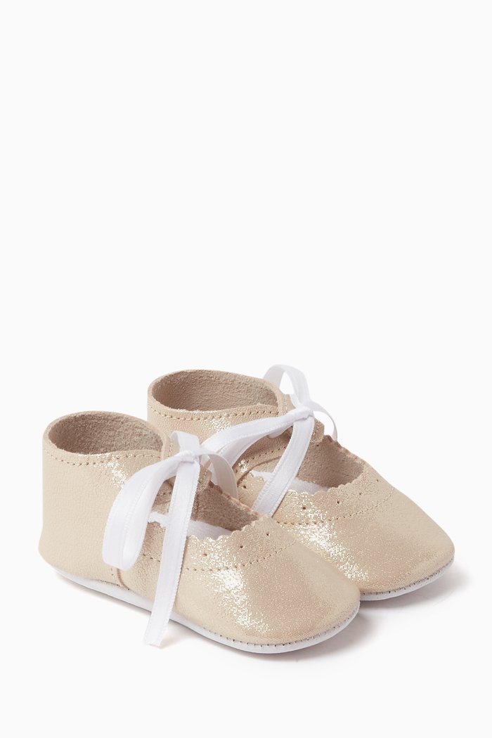 

Metallic Leather Booties, White