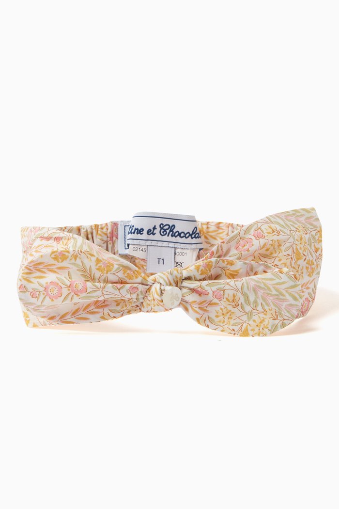 

Floral Hair Band in Cotton, Pink