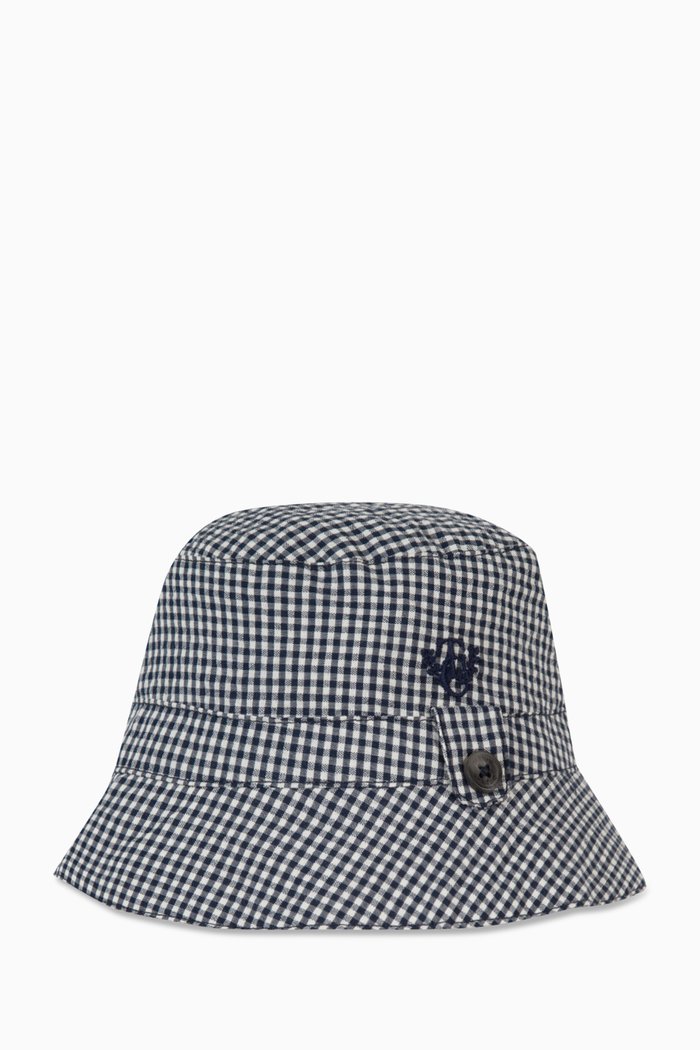 

Striped Bucket Hat in Seersucker, Blue