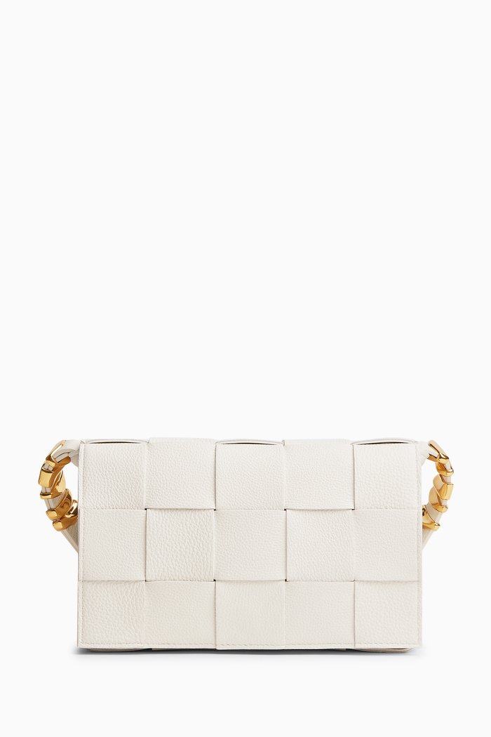 

Cassette Crossbody Bag in Intreccio Leather, White