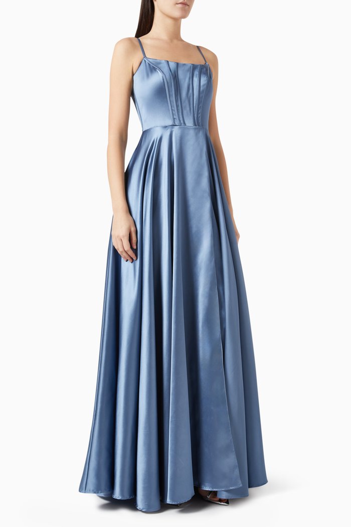 

Corset Gown in Satin, Blue