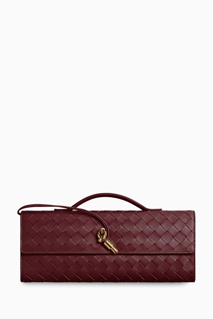 

Long Andiamo Clutch in Intrecciato Leather, Burgundy