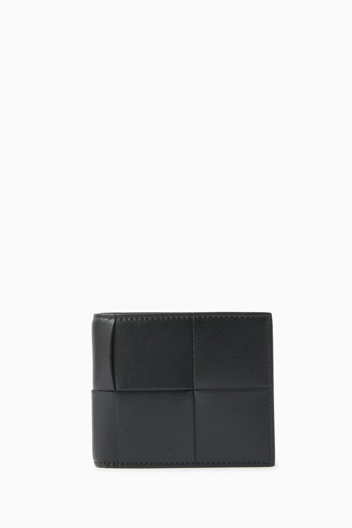 

Cassette Bi-Fold Wallet in Intreccio Leather, Green