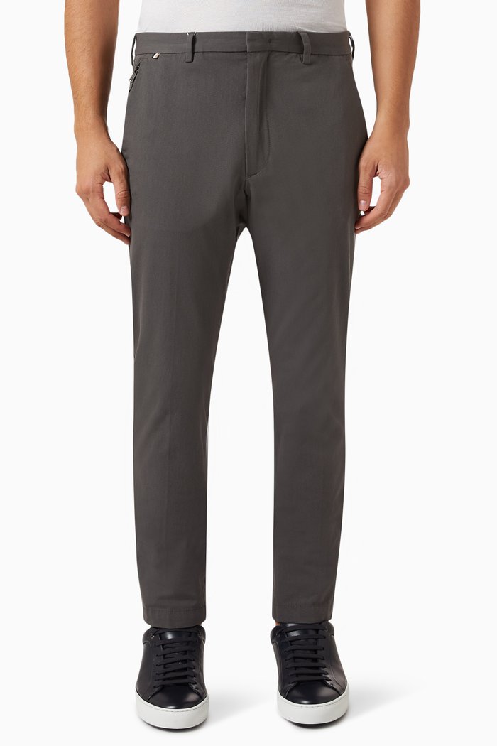 

Slim-fit Trousers in Stretch Cotton Blend, Grey