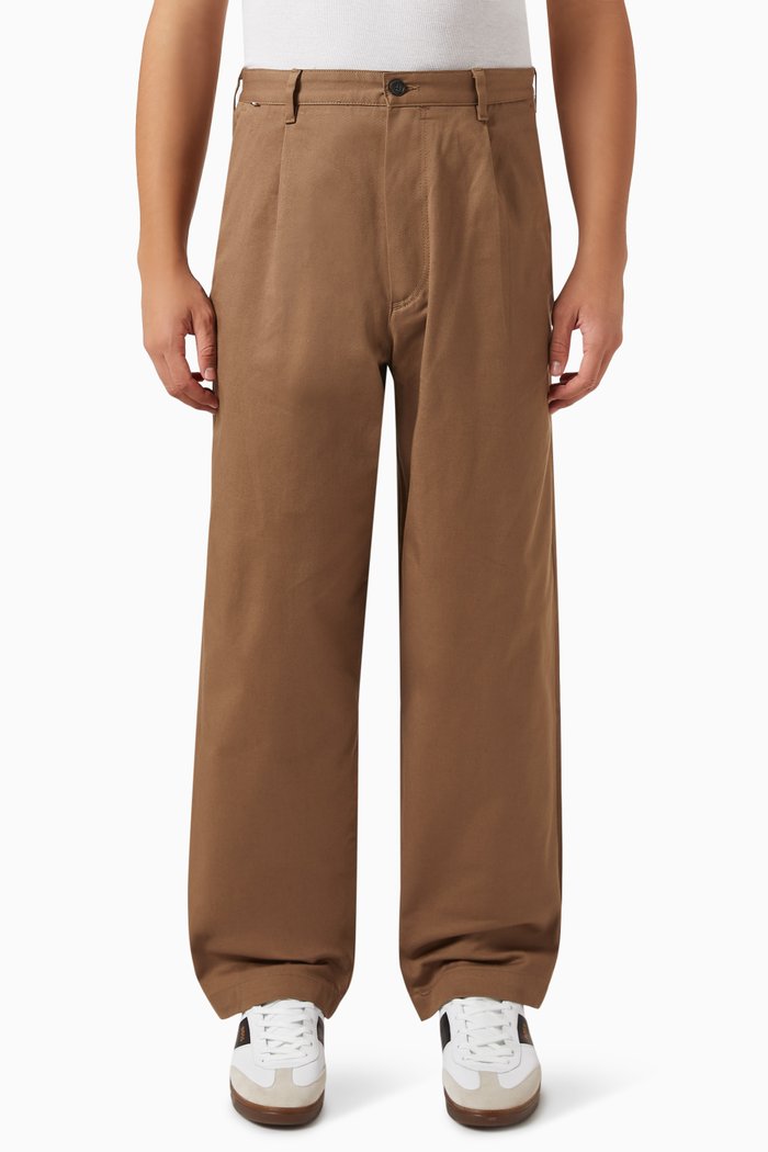 

Relaxed-fit Trousers in Stretch Cotton Twill, Brown