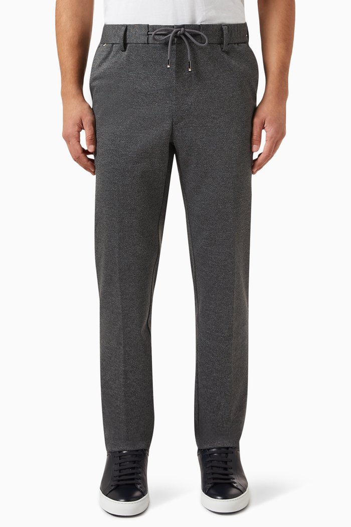 Regular-fit Trousers in Printed Jersey, Grey