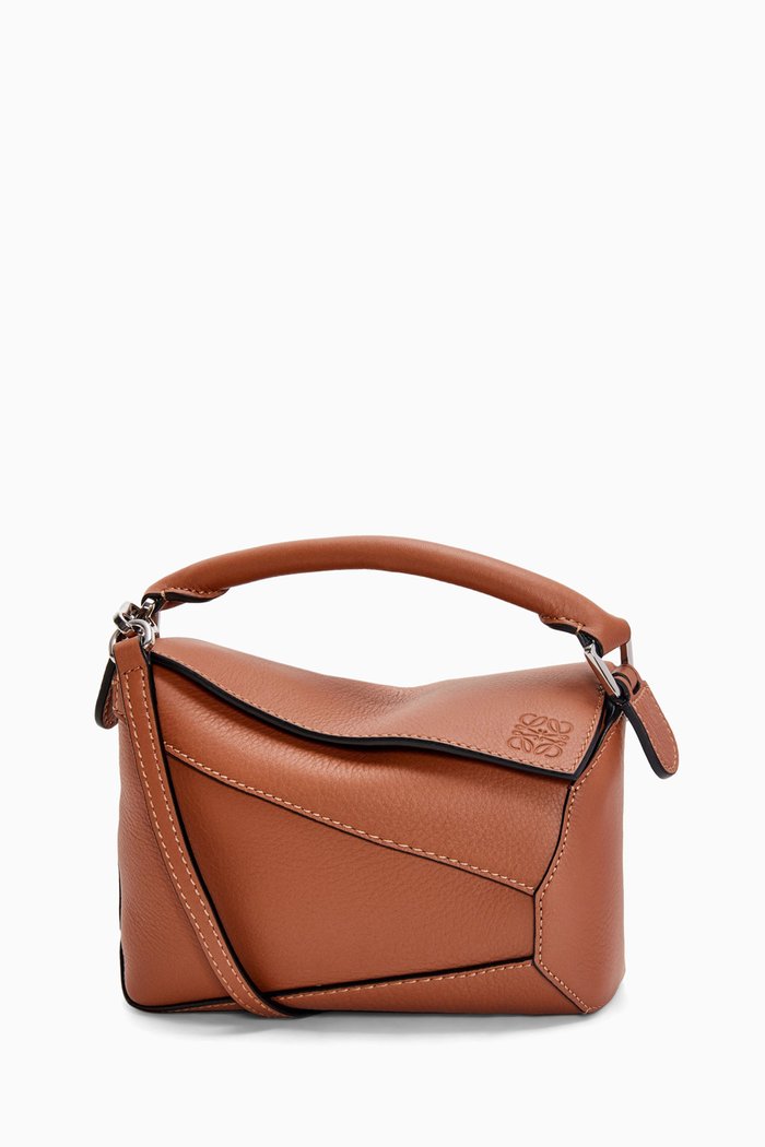 Mini Puzzle Bag in Classic Calfskin, Brown