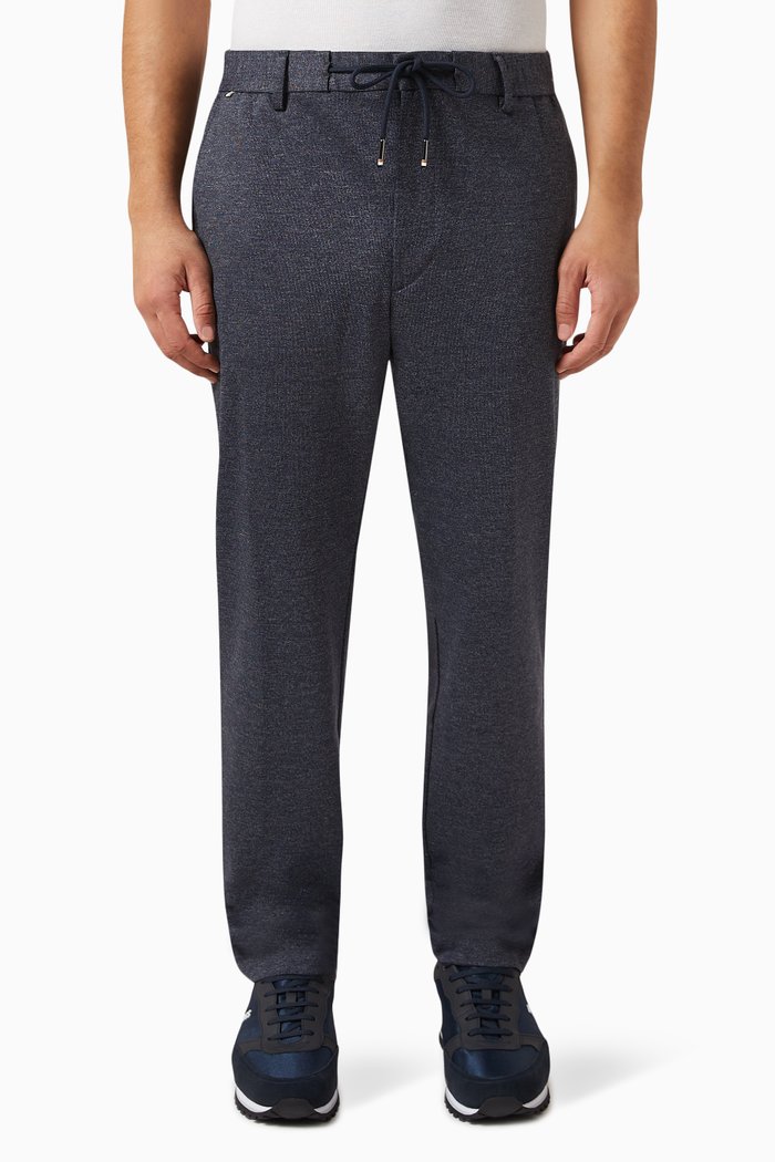 Regular-fit Trousers in Printed Jersey, Blue