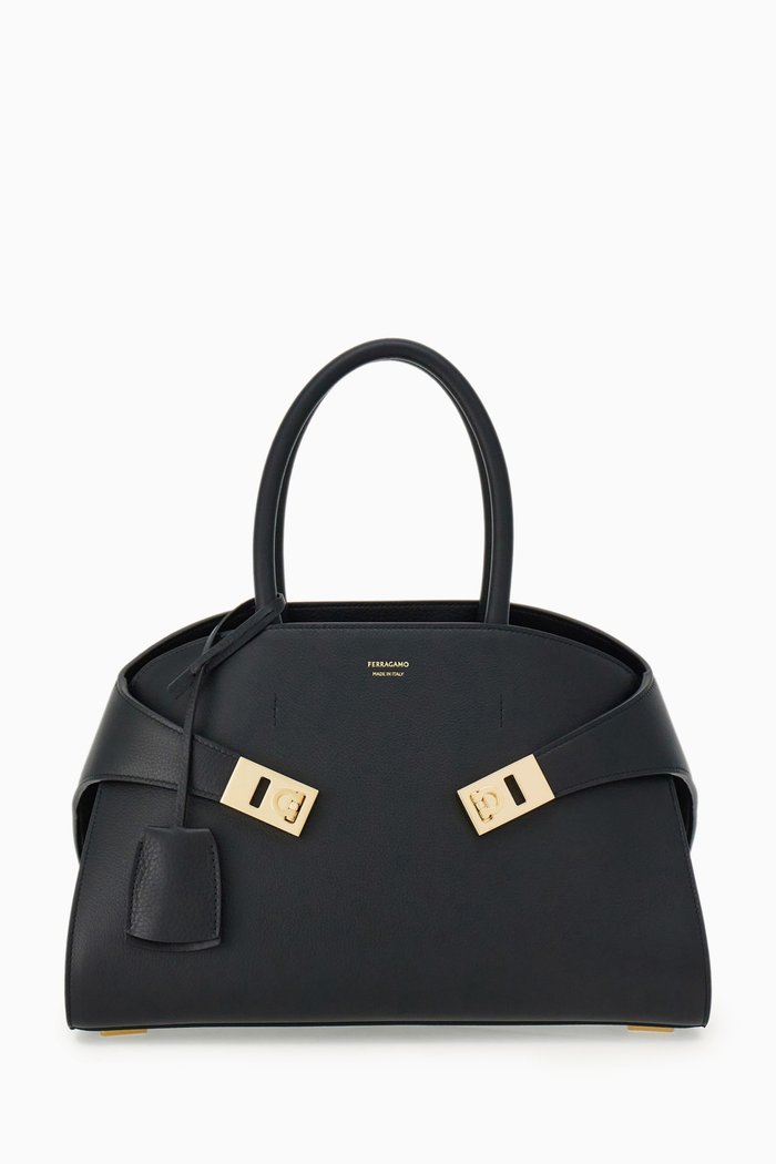 

Small Hug Top Handle Bag in leather, Black