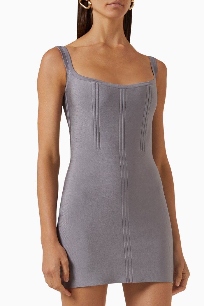 

Scoop Neck Corset Dress in Viscose, Grey
