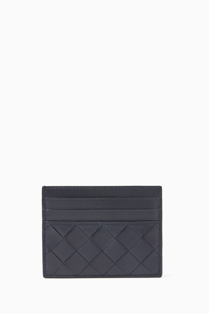 

Credit Card Case in Intrecciato Leather, Blue