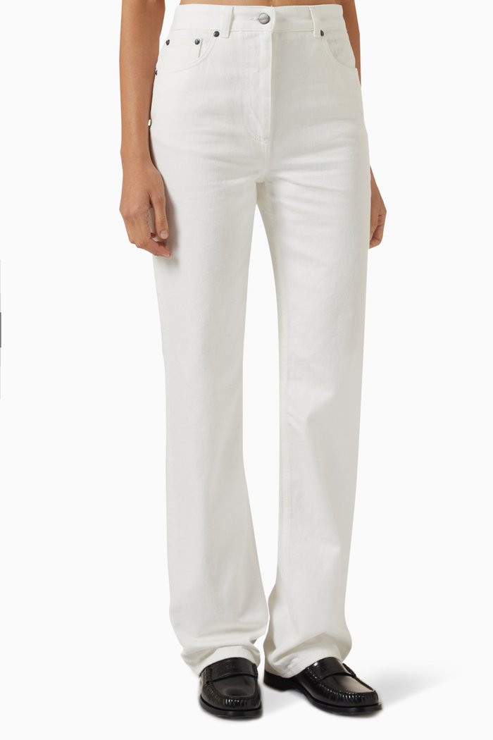 

Five Pocket Denim Jeans in Cotton, White