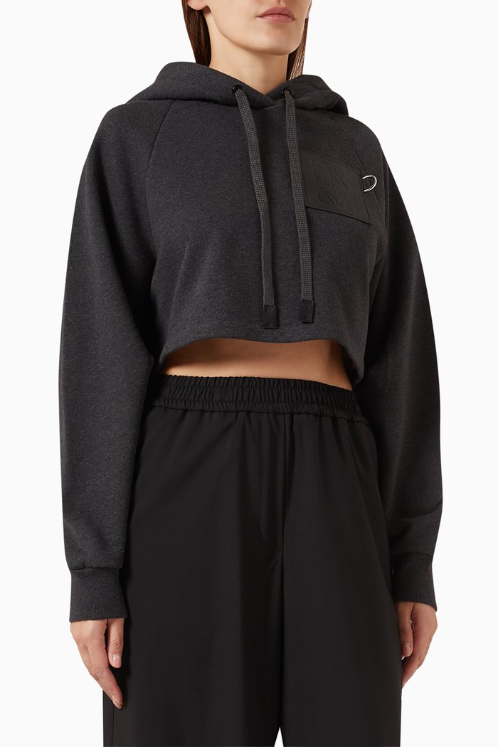 

Cropped Anagram hoodie in Cotton, Black