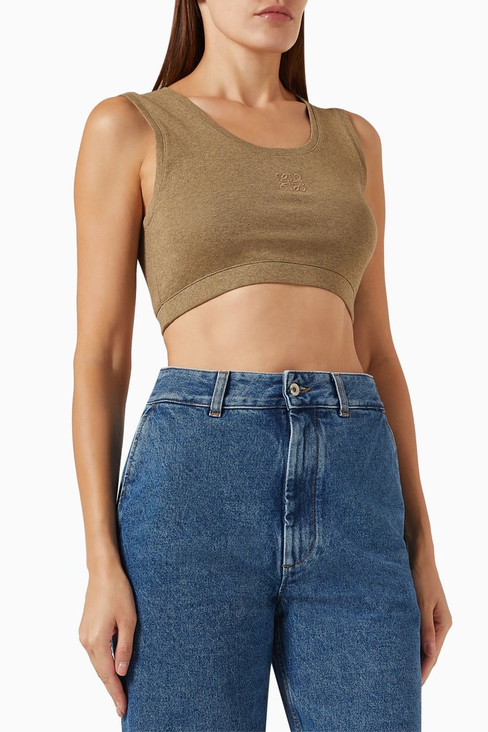 

Cropped Anagram Tank Top in Cotton, Neutral