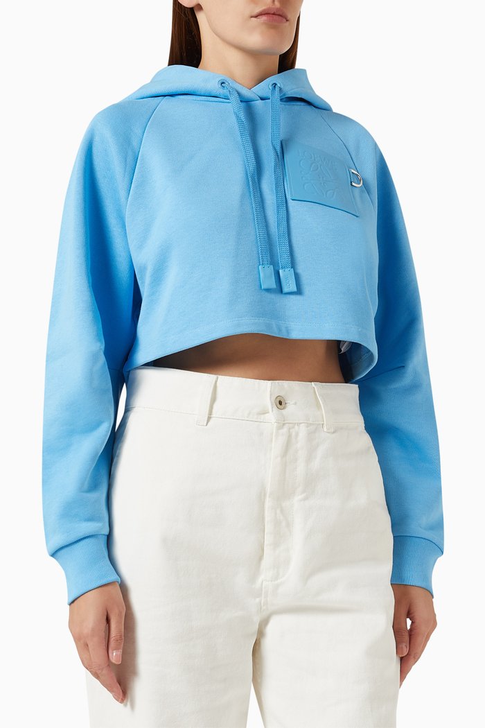 

Cropped Anagram hoodie in Cotton, Blue