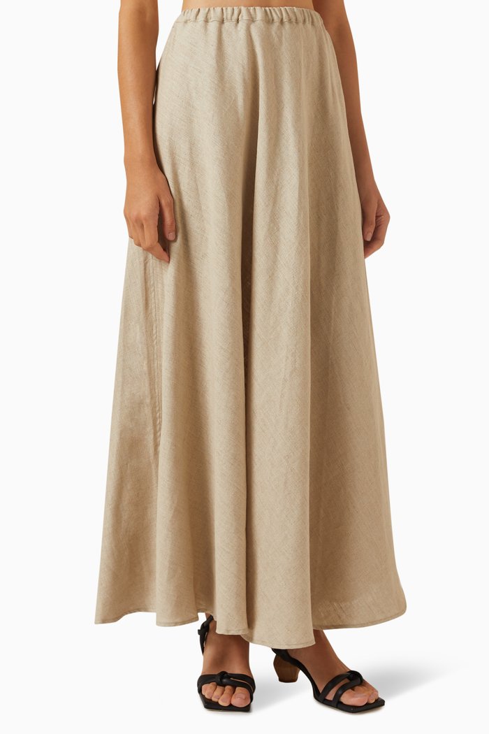 

Heba Maxi Skirt in Linen, Neutral