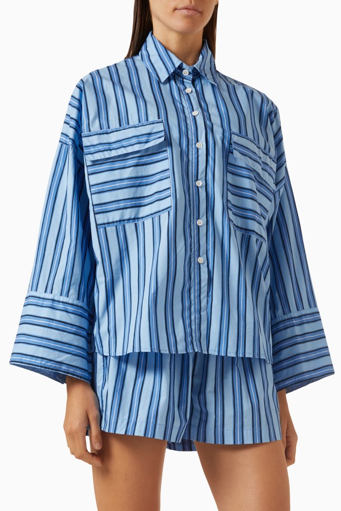 

Tasha Oversized Shirt in Cotton-poplin, Blue
