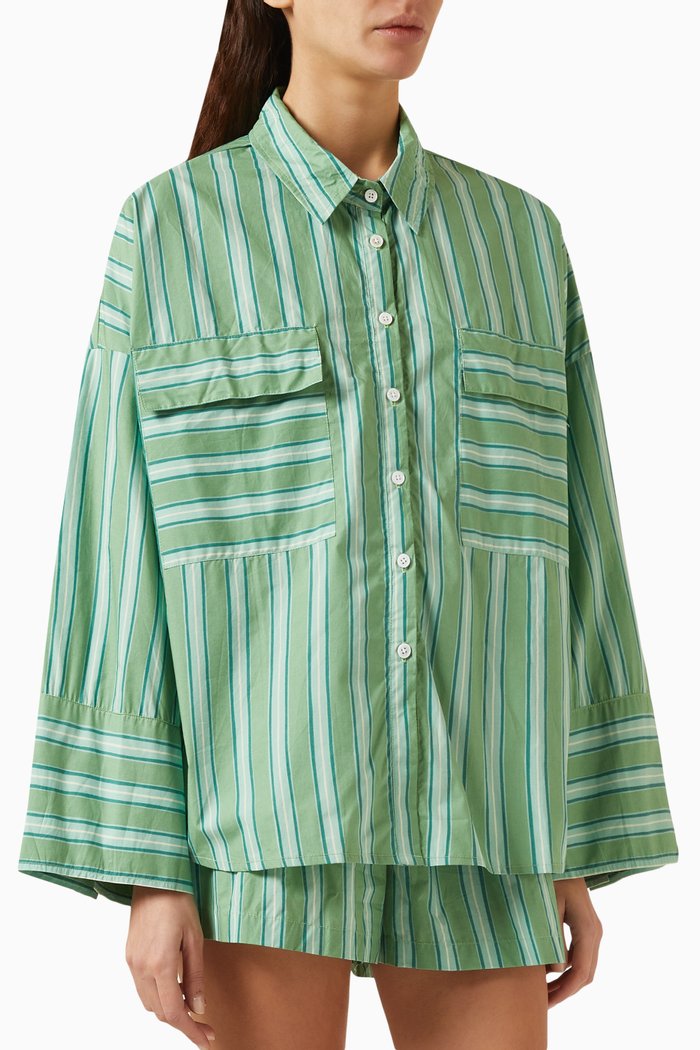 

Tasha Oversized Shirt in Cotton-poplin, Green