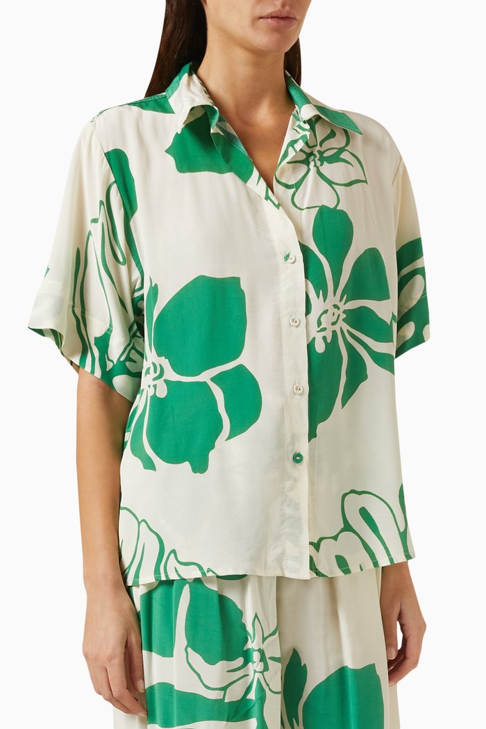

Dreamland Floral-print Shirt in Viscose, Green