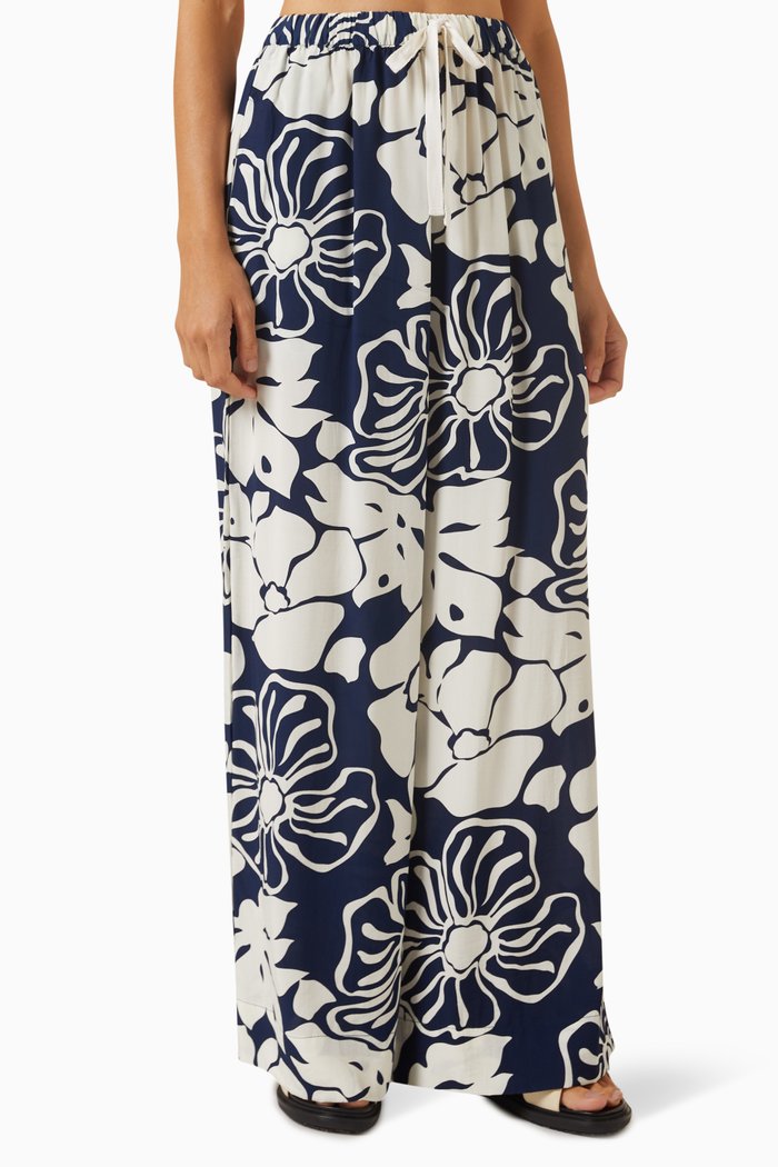 

Kartika Floral-print Pants in Viscose, Blue