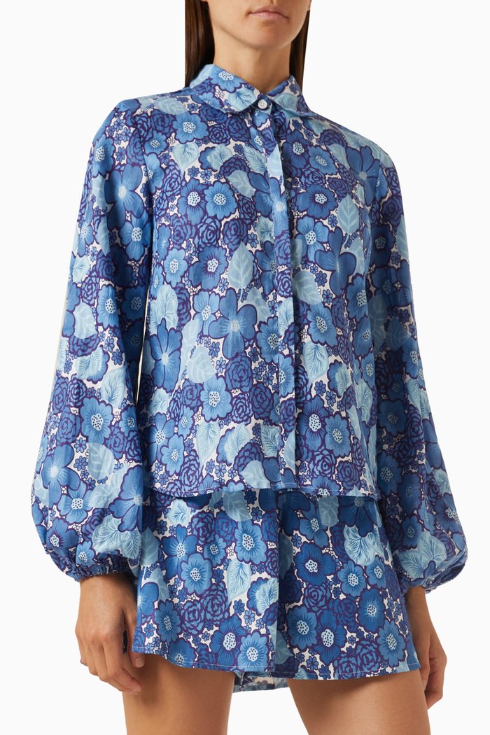 

Las Brisas Shirt in Linen, Blue