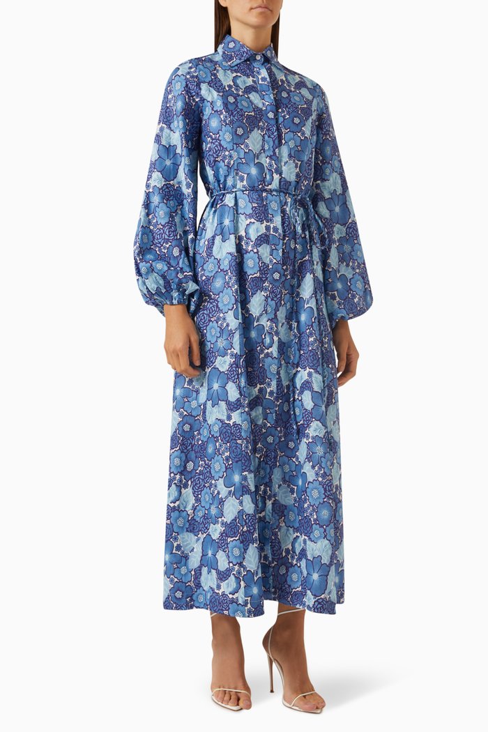 

Los Cinco Maci Dress in Linen, Blue