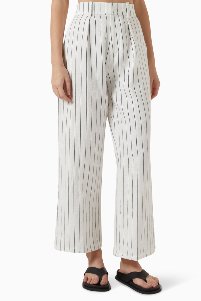 

Ida Wide-leg Pants in Linen, Neutral