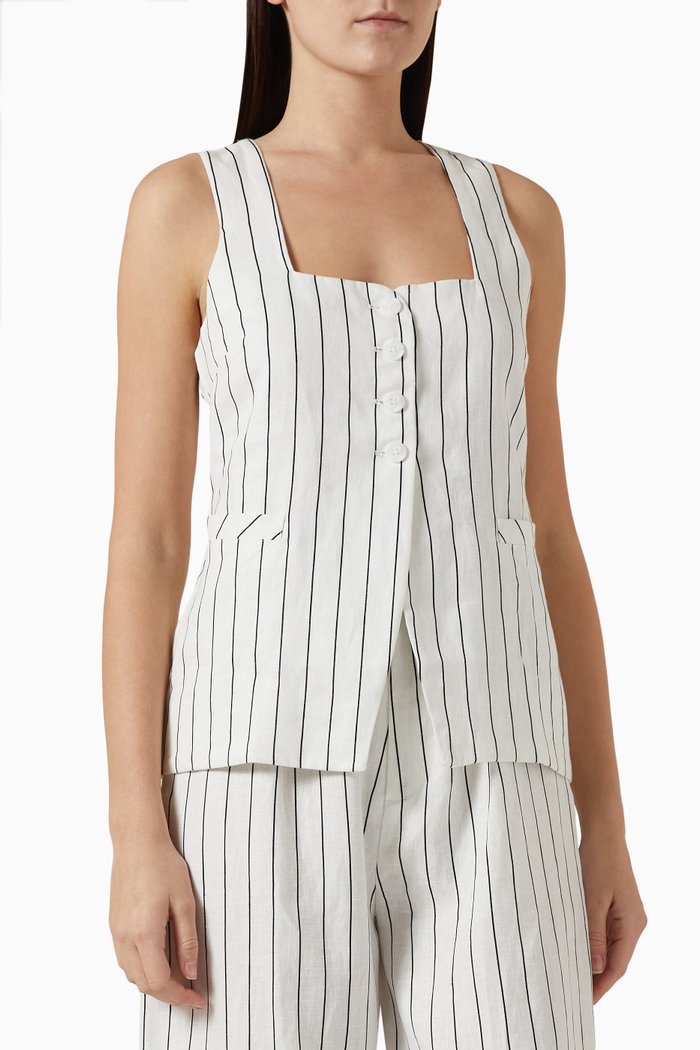 

Maya Vest Top in Linen, Neutral