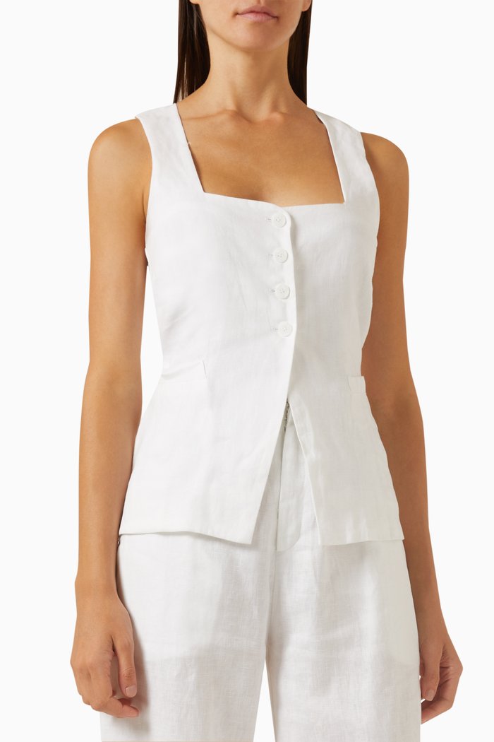 

Maya Vest Top in Linen, White
