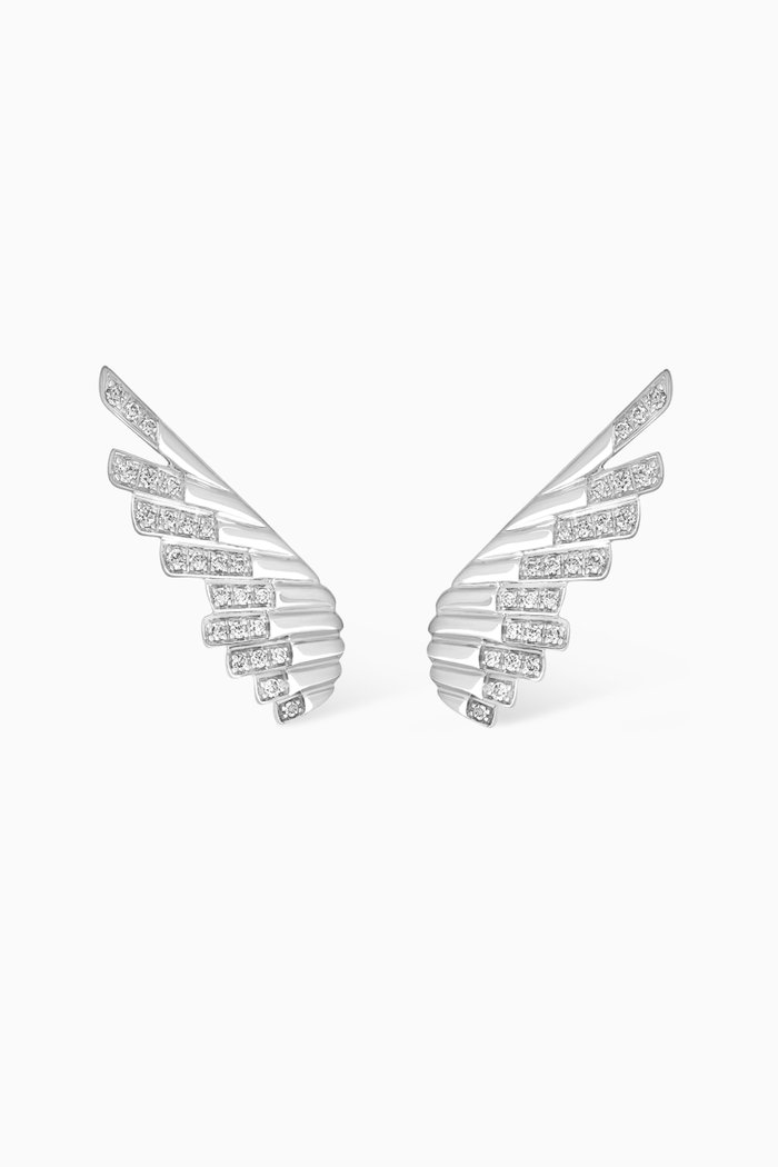 Mini Wings Rising Stud Earrings in 18kt White Gold