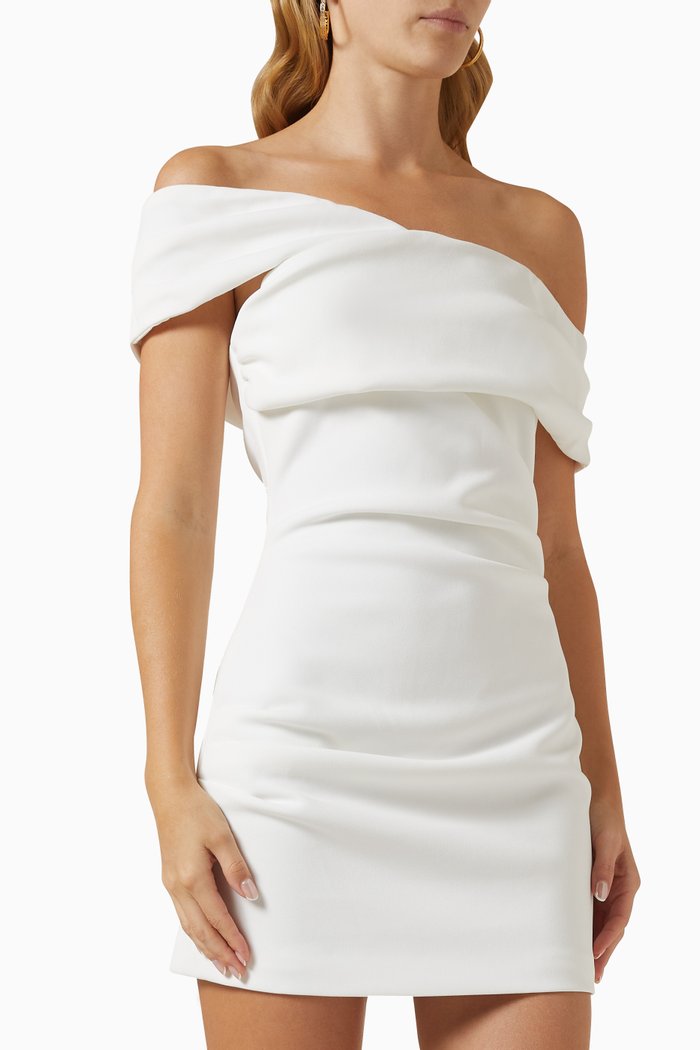 

Drea Mini Dress in Bonded Crepe, White
