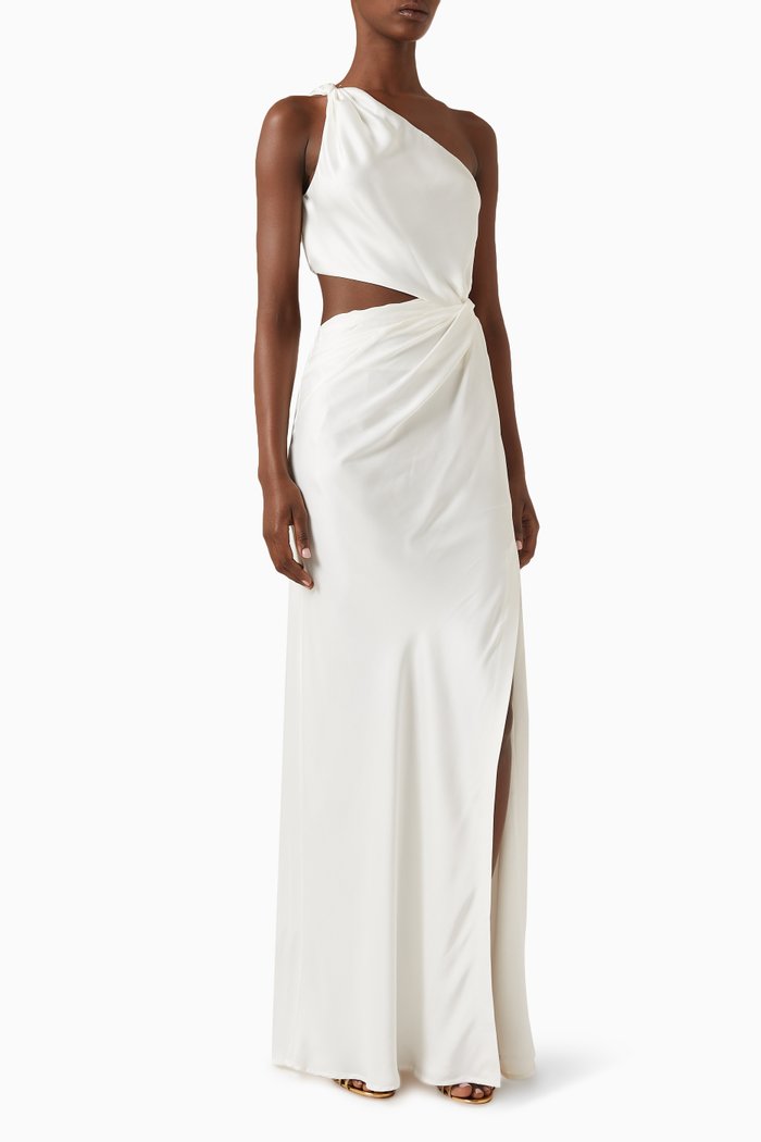 

Kristin One-shoulder Maxi Dress in Satin, White