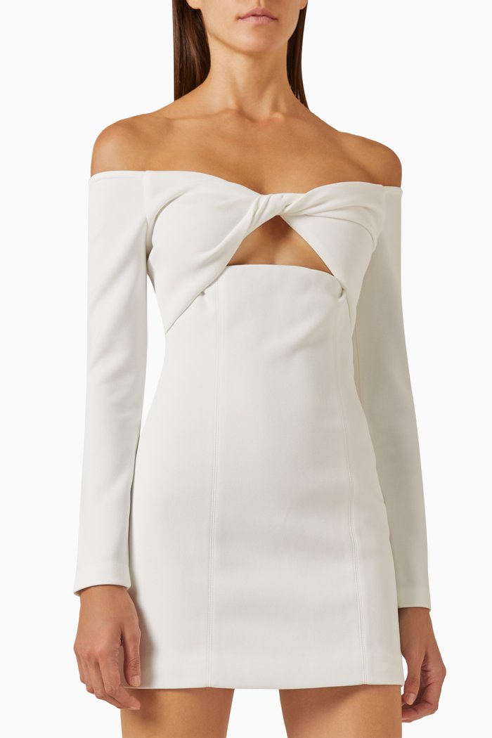 

Yasmina Mini Dress in Bonded Crepe, White