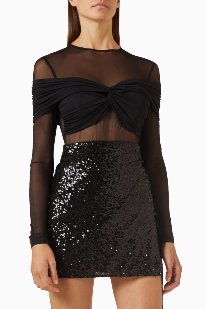 

Nerida Bodysuit in Mesh, Black