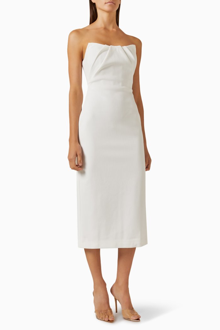 

Marcy Midi Dress in Bonded Crepe, White