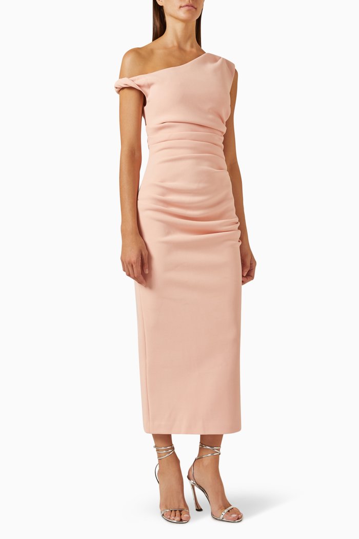 

Alaska Off-shoulder Midi Dress, Pink