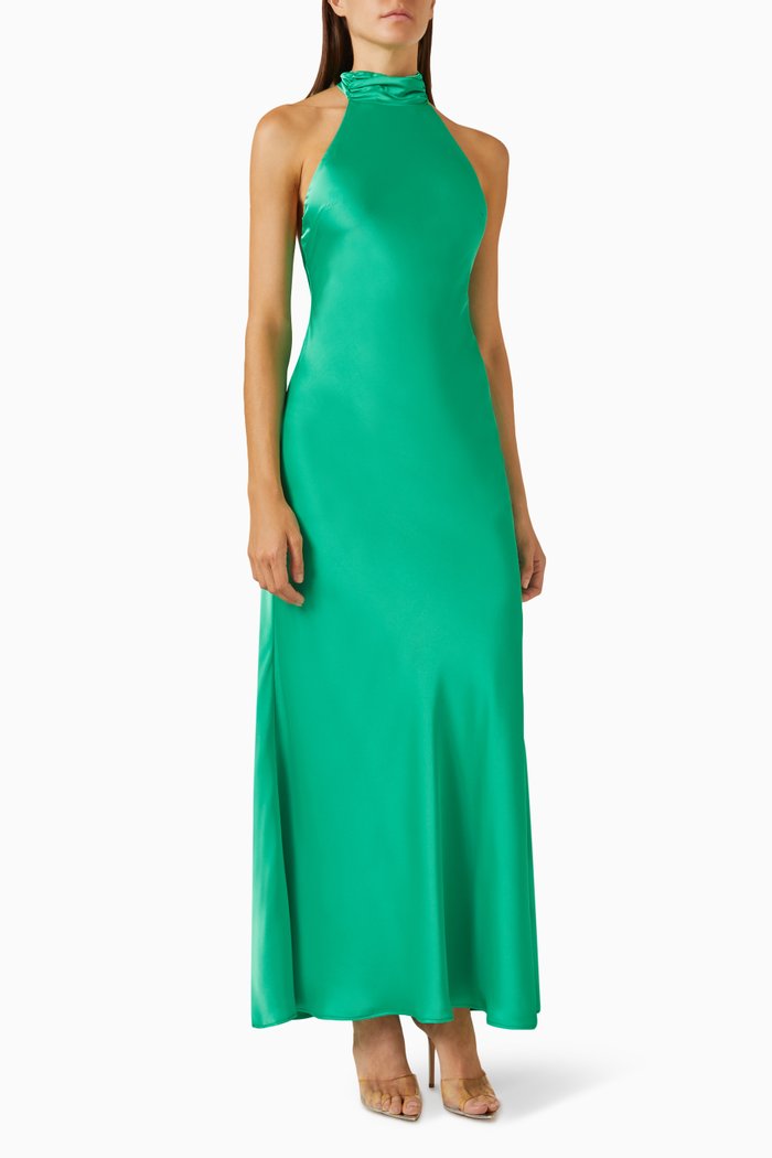 

Evianna Halterneck Gown in Satin, Green