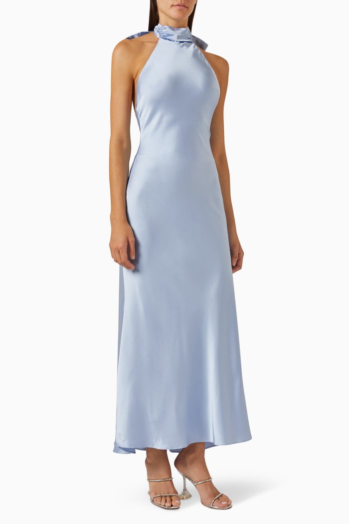 

Evianna Halterneck Gown in Satin, Blue