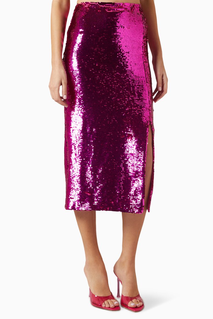 

Santanna 3D Sequin Rosettes Skirt in Polyester, Pink