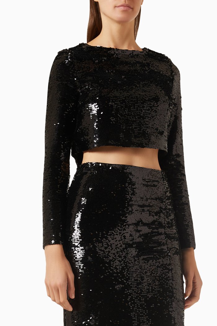 

Shailyn Sequinned Top, Black
