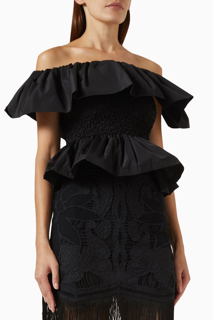 

Diana Off-shoulder Top in Taffeta, Black